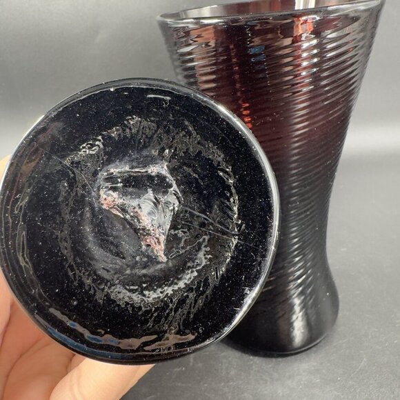 Venetian Hand Blown Art Glass Tumbler Drinking Glasses Cups Amethyst Optic Set 2 - Picture 5 of 13